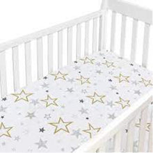 Charger l&#39;image dans la galerie, Drap contour pour lit de bebe COTON PERCAL - ETOILES
