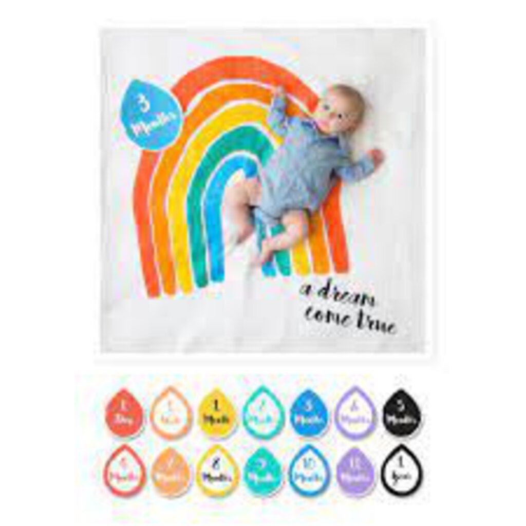 Couverture en mousseline OU pour emmailloter - Swaddling blanket ARC-EN-CIEL A DREAM COME TRUE