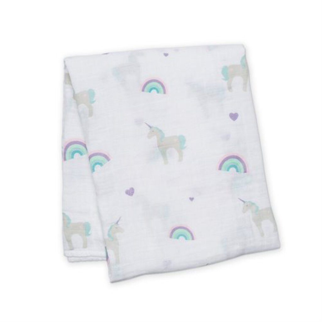 LICORNES - Couverture en mousseline OU pour emmailloter - Swaddling blanket