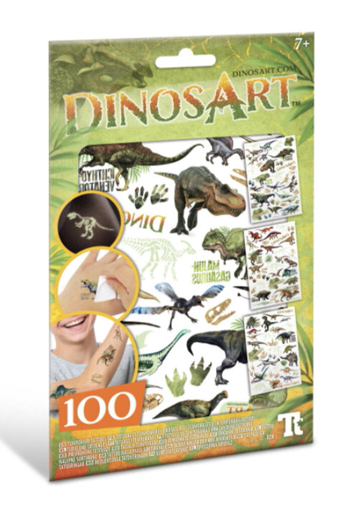 100 tatouages temporaires DINOSART