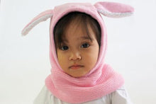 Charger l&#39;image dans la galerie, Cagoule en tricot et doublure en polar LAPIN 6-12m
