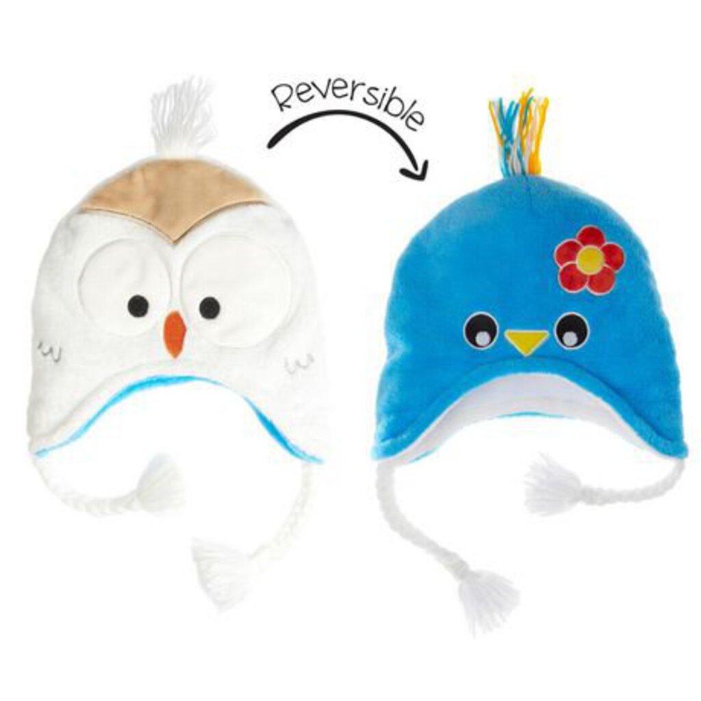 Tuque REVERSIBLE hiver BLUEBIRD et HIBOU 3-8 ans