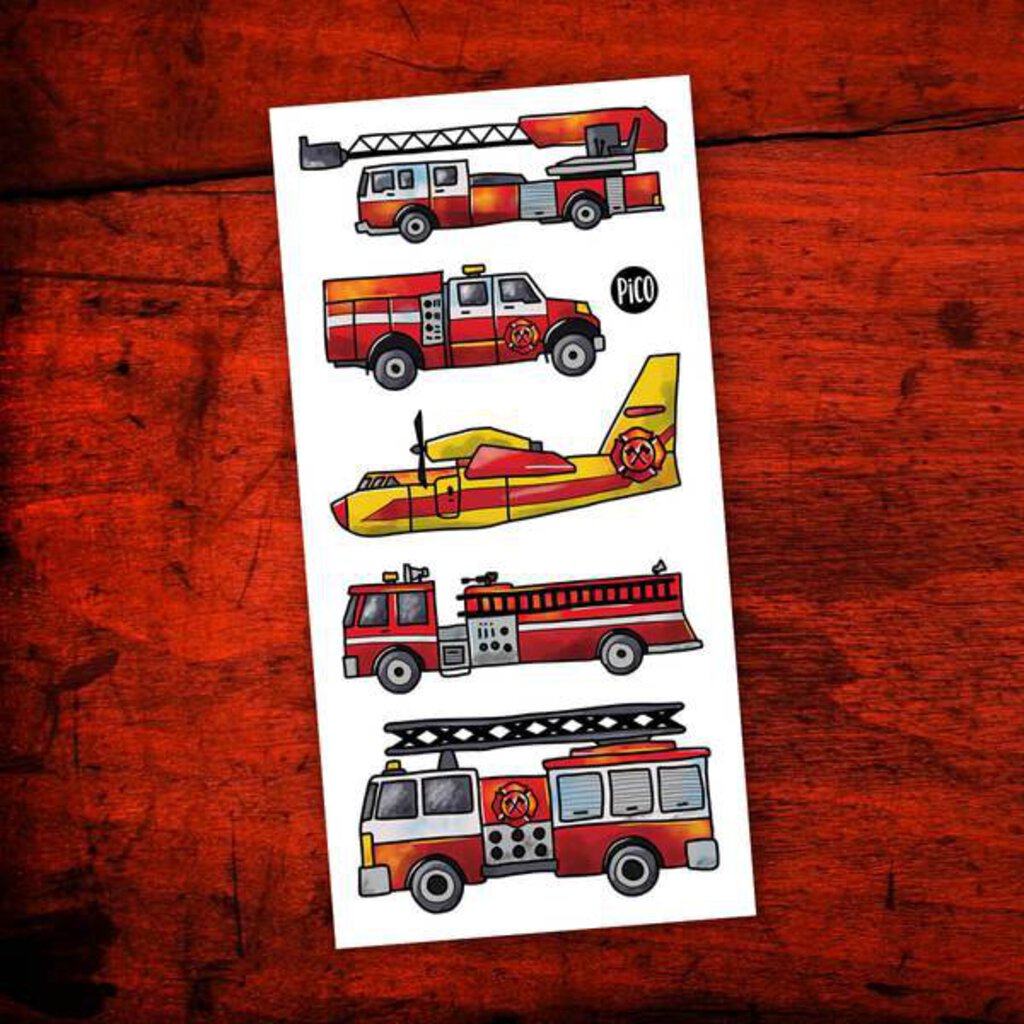 En securite avec les POMPIERS Tatouages temporaires - CREATION QUEBECOISE