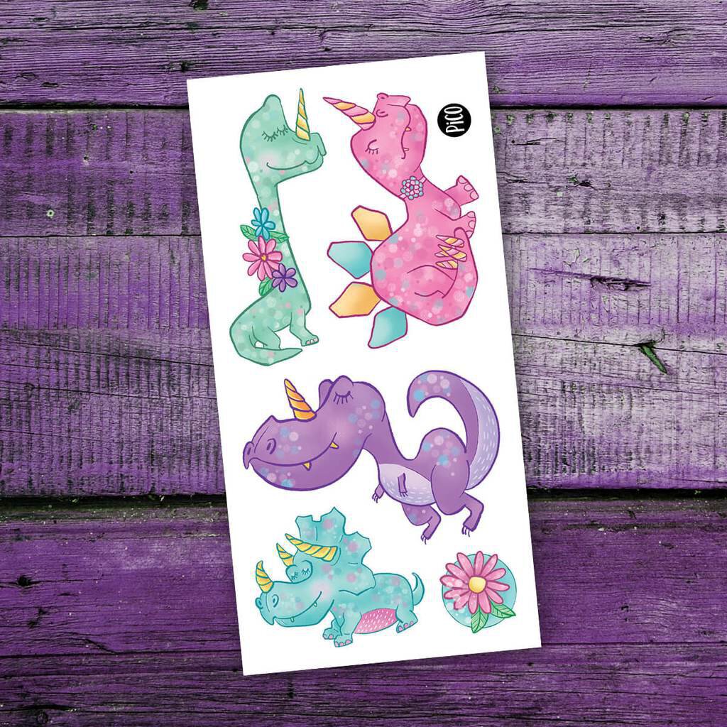Les DINOS-CORNES Tatouages temporaires - CREATION QUEBECOISE