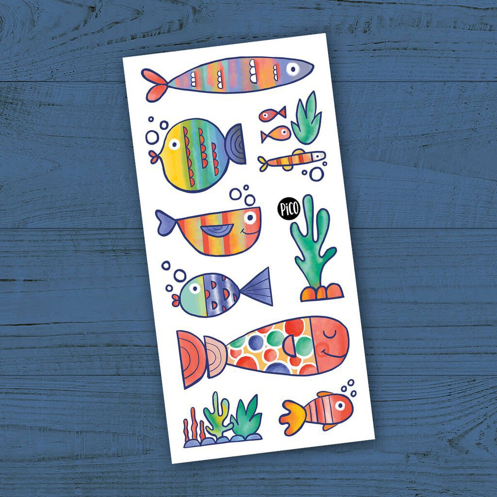 Les POISSONS MULTICOLORES Tatouages temporaires - CREATION QUEBECOISE