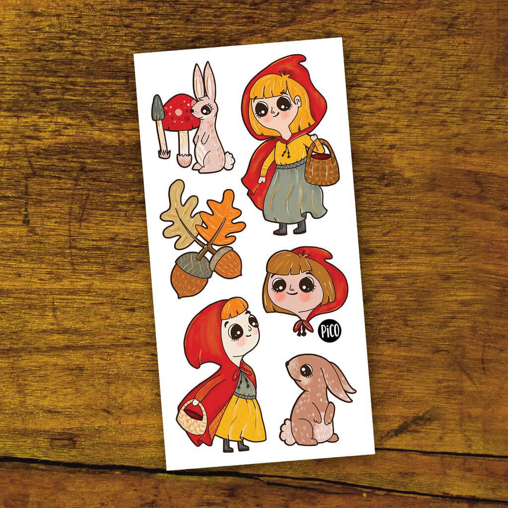 Promenade d automne avec le CHAPERON ROUGE - Tatouages temporaires - CREATION QUEBECOISE