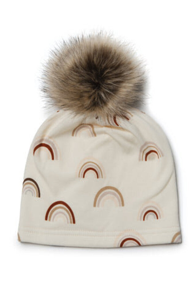 Bonnet tuque avec pompon en tencel - ARC EN CIEL - RAINBOW 12-24 mois