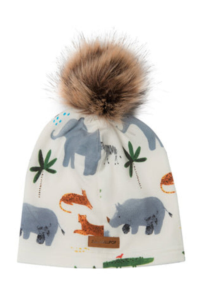 Bonnet tuque avec pompon en tencel - SAFARI JUNGLE 2-5 ans