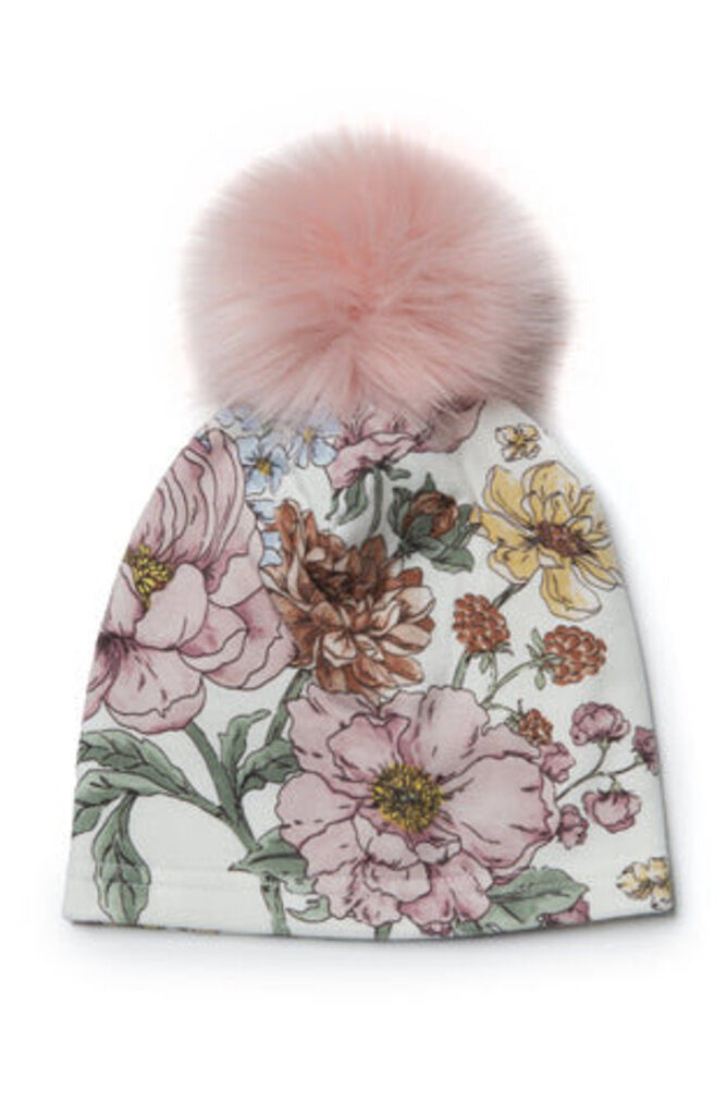 Bonnet tuque avec pompon en tencel - FLEURS - SECRET GARDEN 12-24 mois