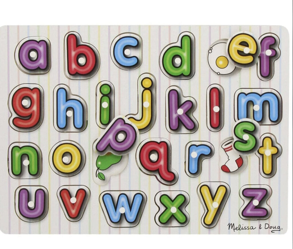 Casse tete sur planche en bois ALPHABET minuscules