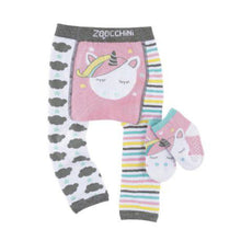 Charger l&#39;image dans la galerie, 2 pcs - Legguins avec chaussette antederrapante LICORNE 6-12 mois
