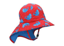 Charger l&#39;image dans la galerie, Chapeau d ete UPF 50 avec rabat de cou REQUIN / SHARK cap sunhat AJUSTABLE 6-24 mois
