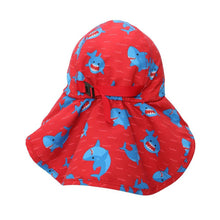 Charger l&#39;image dans la galerie, Chapeau d ete UPF 50 avec rabat de cou REQUIN / SHARK cap sunhat AJUSTABLE 6-24 mois
