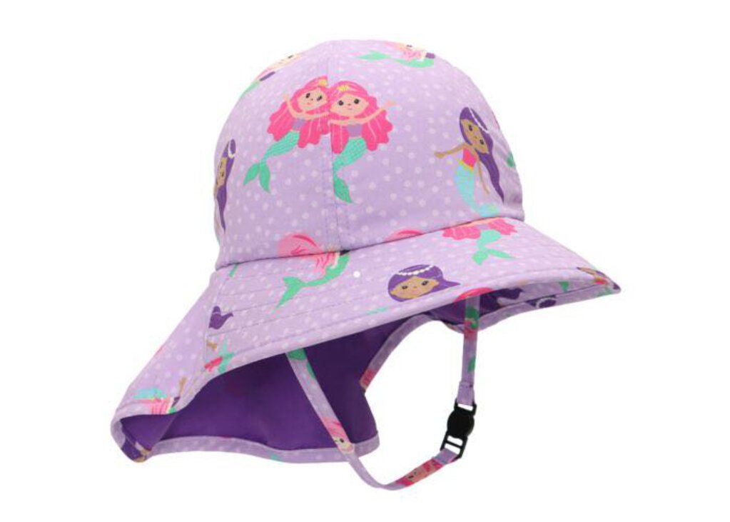 Chapeau d ete UPF 50 avec rabat de cou SIRENE / MERMAIDE cap sunhat AJUSTABLE 6-24 mois