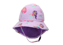 Charger l&#39;image dans la galerie, Chapeau d ete UPF 50 avec rabat de cou SIRENE / MERMAIDE cap sunhat AJUSTABLE 6-24 mois

