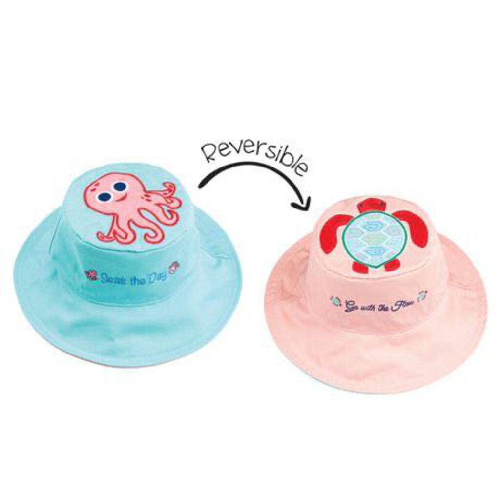 Chapeau ete REVERSIBLE - Octopus et tortue 2-4 ans