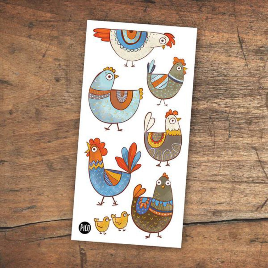 les PAULINE LA POULE - Tatouages temporaires - CREATION QUEBECOISE