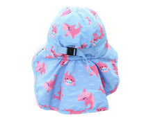 Charger l&#39;image dans la galerie, Chapeau d ete UPF 50 avec rabat de cou REQUIN / SHARK cap sunhat AJUSTABLE 2-4 ans
