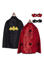 Charger l&#39;image dans la galerie, DEGUISEMENT 2 pcs SPIDER / BAT cape + masque REVERSIBLE 4-6 ans

