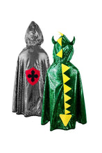 Charger l&#39;image dans la galerie, DEGUISEMENT DRAGON / CHEVALIER cape REVERSIBLE 5-6 ans
