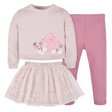 Charger l&#39;image dans la galerie, Ensemble 3 pcs Haut + legging + jupe tutu FLEURS 4 ans
