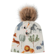 Charger l&#39;image dans la galerie, Bonnet tuque avec pompon en tencel - SAFARI JUNGLE 6-12 mois
