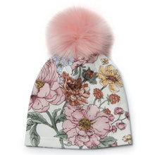 Charger l&#39;image dans la galerie, Bonnet tuque avec pompon en tencel - FLEURS - SECRET GARDEN 2-5 ans
