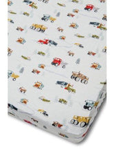 Charger l&#39;image dans la galerie, Drap contour pour lit de bébé / basinette - HAPPY TRUCKS - CAMIONS

