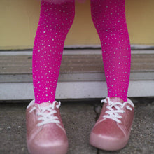 Charger l&#39;image dans la galerie, Bas collants en strass - filet et paillètes - ROSE FLUO 3-8 ans
