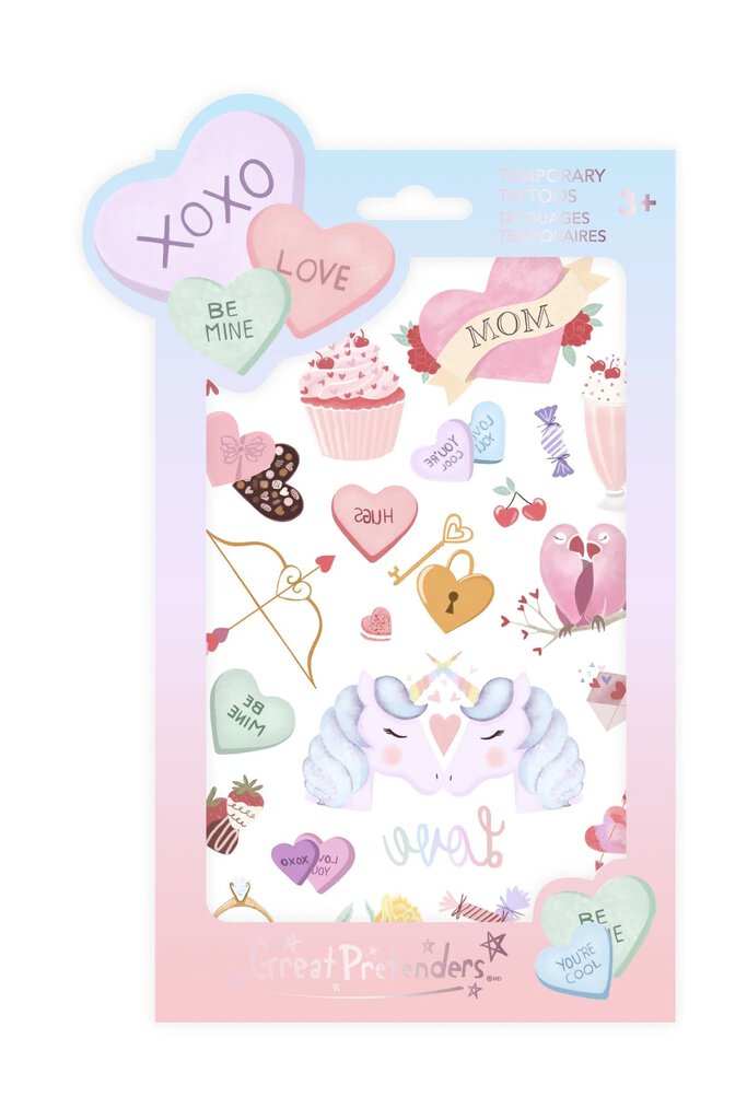 Tatouages temporaire Candy heart - Saint-VALENTIN XOXO LOVE