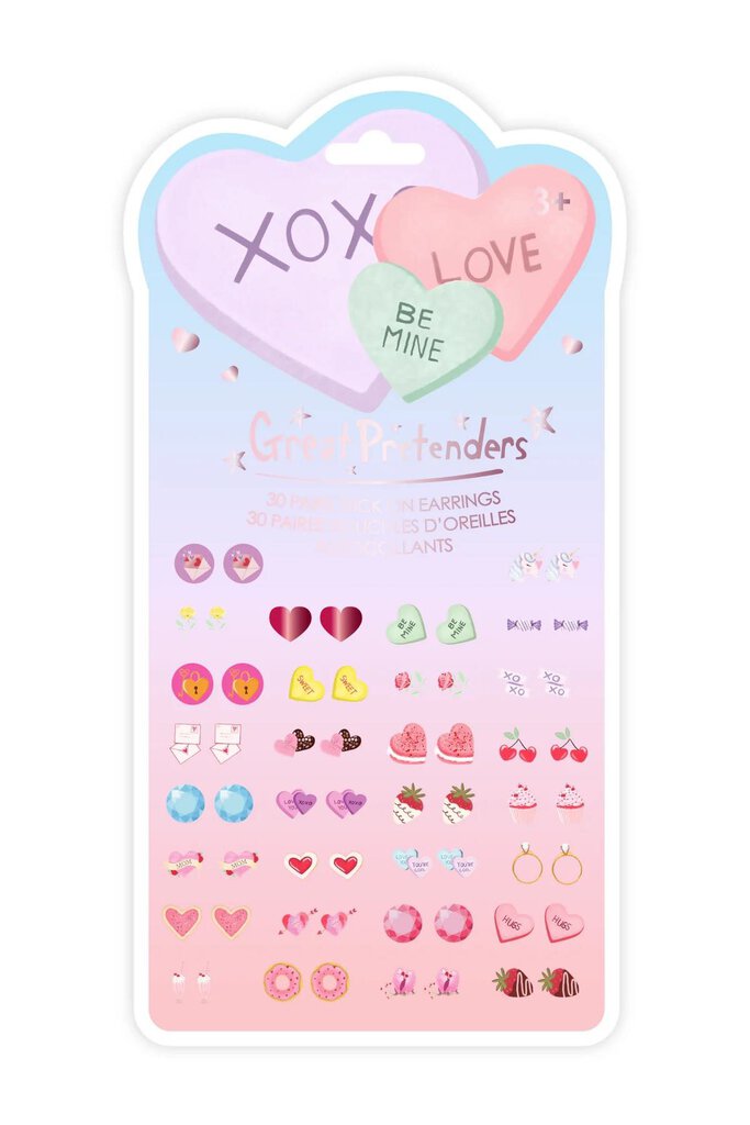 Boucles d'oreil Autocollantes Candy Heart - Saint-VALENTIN XOX LOVE - sticker earrings