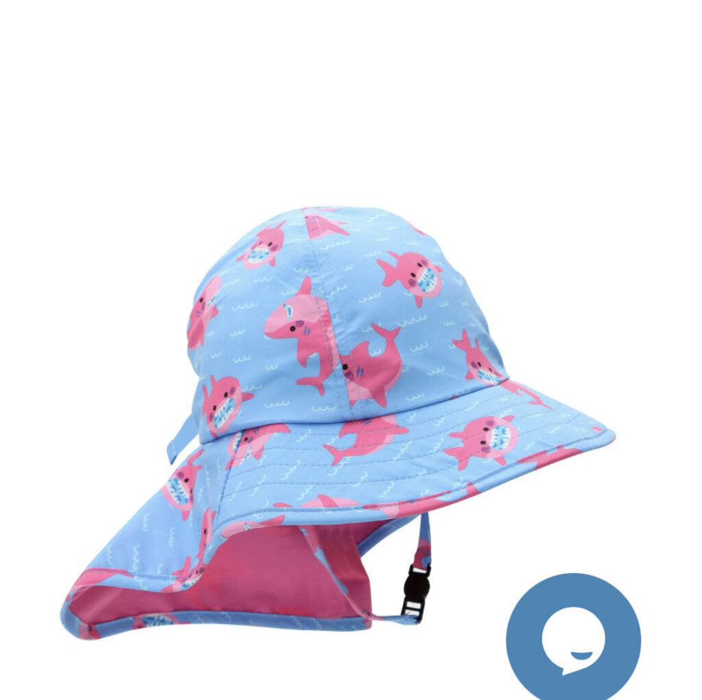 Chapeau d ete UPF 50 avec rabat de cou REQUIN / SHARK cap sunhat AJUSTABLE 6-24 mois