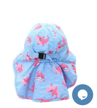 Charger l&#39;image dans la galerie, Chapeau d ete UPF 50 avec rabat de cou REQUIN / SHARK cap sunhat AJUSTABLE 6-24 mois
