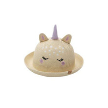 Charger l'image dans la galerie, Chapeau de paille avec LICORNE et facteur de protection contre les rayons UV 50 pour 4-6 ans
