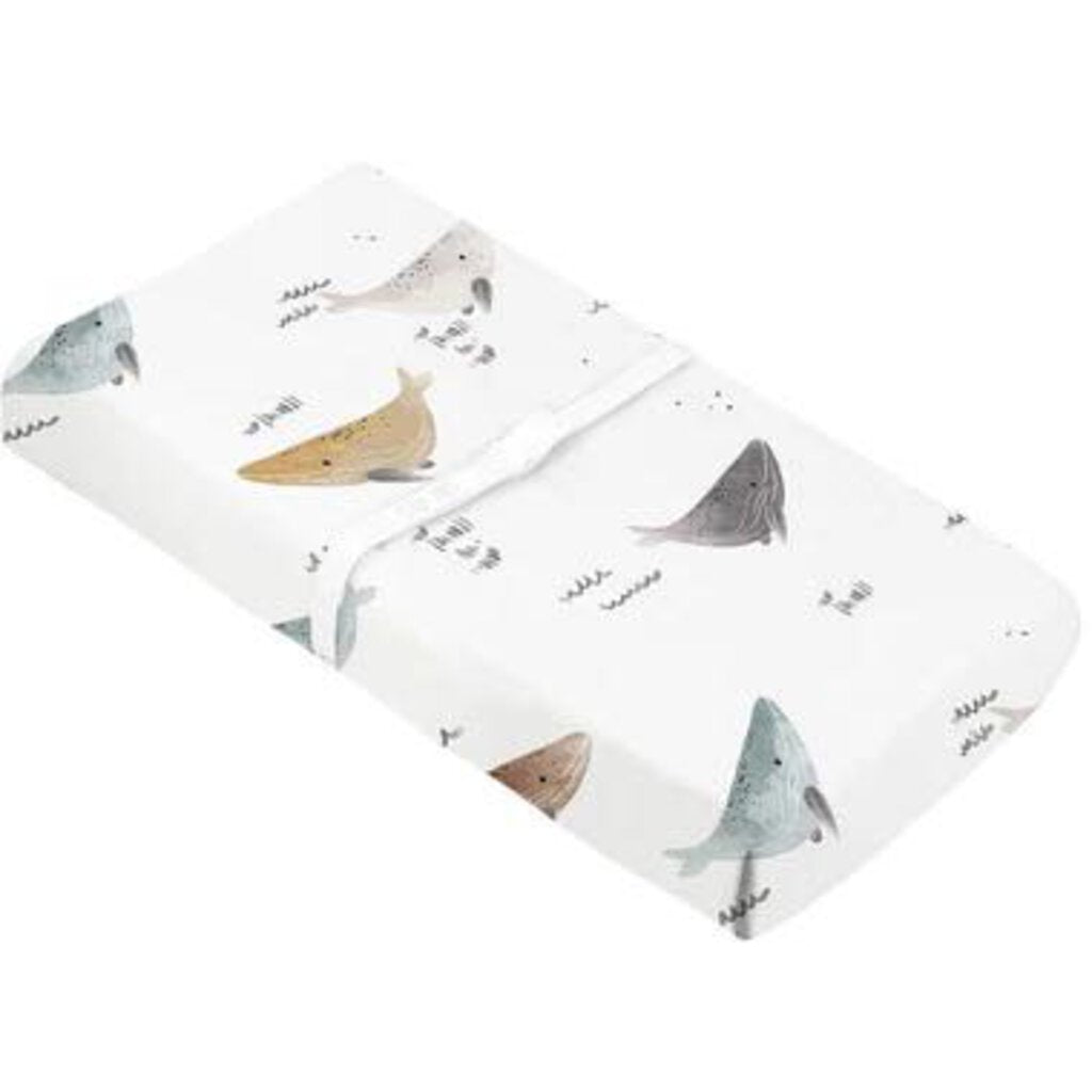 Couvre matelas pour table à langer - coton percal - BALEINES