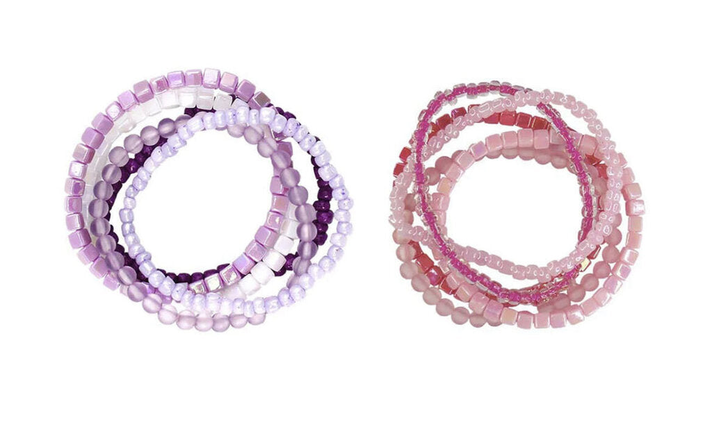 Ensemble de 5 bracelets scintillants scintillants et brillants - Assortis ROSE ou MAUVE