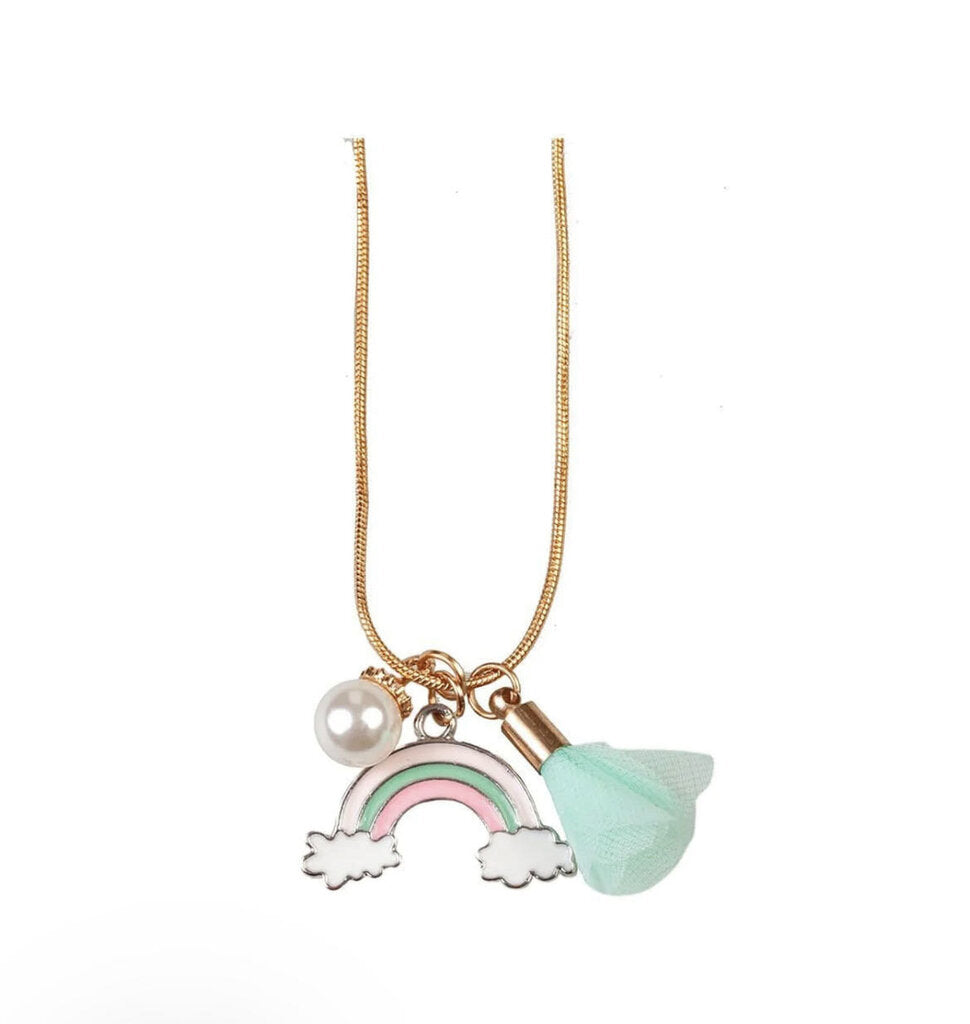 Collier pompon arc-en-ciel