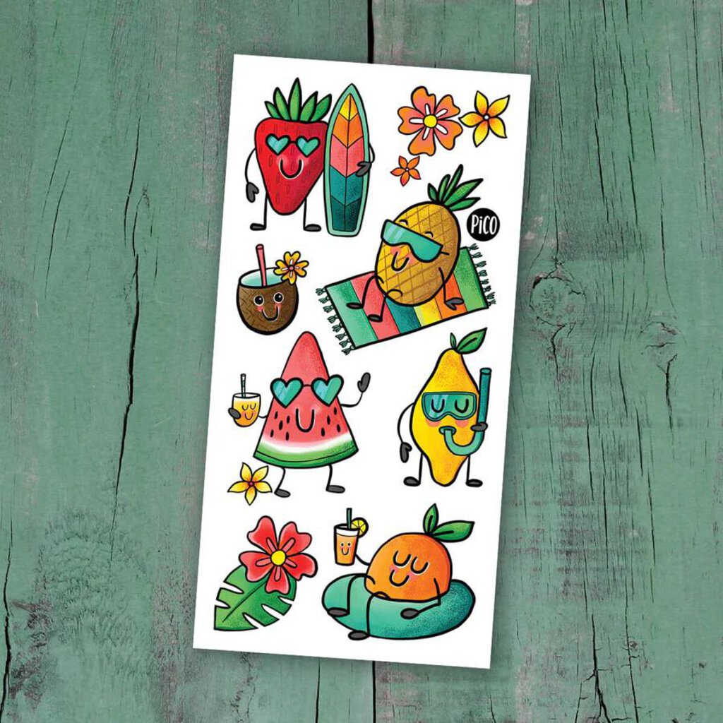 FRUITS À LA PLAGE Tatouages temporaires - CREATION QUEBECOISE