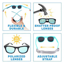 Charger l&#39;image dans la galerie, Lunettes de soleil polarisées flexibles UV-400 avec sangle pour bébé et enfant ORCHID AURORA - 2-6 ans
