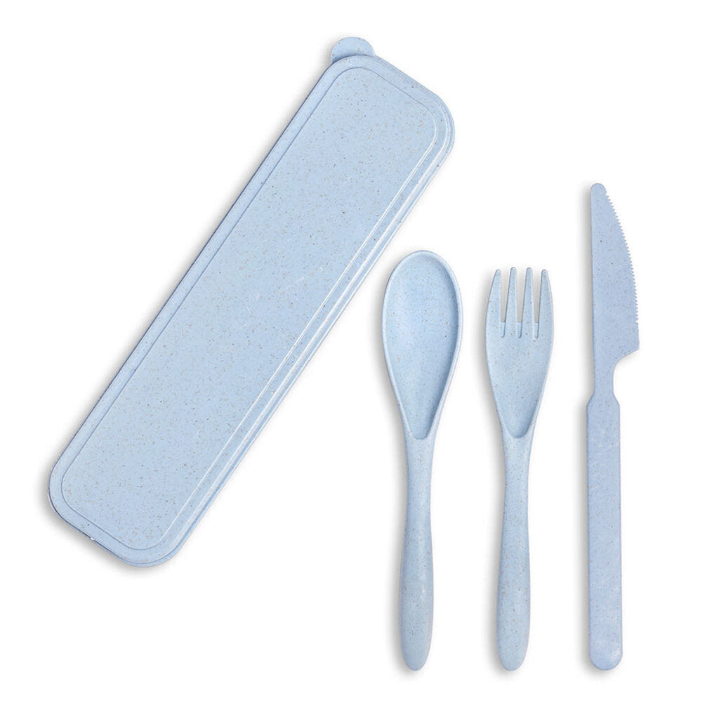 Ensemble de 3 ustensiles biodégradables BLEU