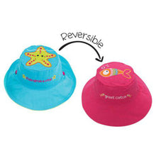 Charger l&#39;image dans la galerie, Chapeau ete REVERSIBLE - ETOILE et POISSON - 2-4 ans
