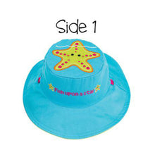 Charger l&#39;image dans la galerie, Chapeau ete REVERSIBLE - ETOILE et POISSON - 2-4 ans
