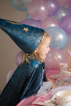 Charger l&#39;image dans la galerie, DEGUISEMENT 2 pcs Cape de SORCIER MAGICIEN avec chapeau 7-8 ans
