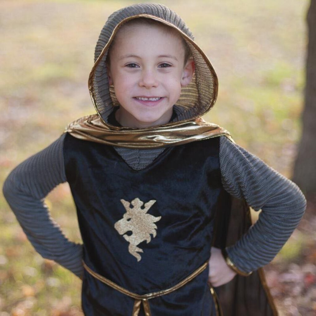 DEGUISEMENT 3 pcs CHEVALIER DORÉ Haut + cape 5-6 ans