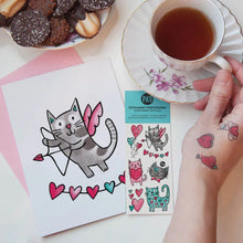 Charger l&#39;image dans la galerie, LE CHATMOUREUX - Carte de souhait + 1 feuille de tatoos
