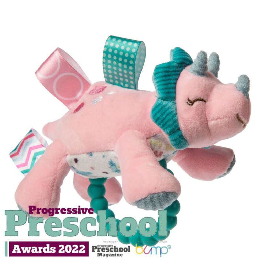 Jouet de dentition et peluche 6'' Dino AROAR-A-SAURUS rose TAGGIES