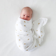 Charger l&#39;image dans la galerie, ABEILLES - Couverture en mousseline OU pour emmailloter - Swaddling blanket BEES
