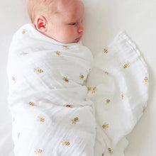 Charger l&#39;image dans la galerie, ABEILLES - Couverture en mousseline OU pour emmailloter - Swaddling blanket BEES
