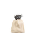 Charger l'image dans la galerie, Bonnet tuque avec pompon en tencel COCONUT MILK 12-24 mois
