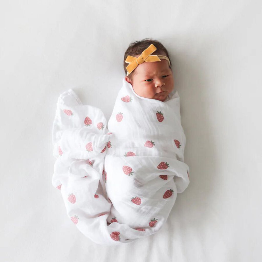 FRAISES - Couverture en mousseline OU pour emmailloter - Swaddling blanket